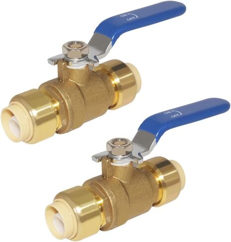Hooshing 1/2 Inch Push-Fit Full Port Ball Valve Shut Off Water Valve Push-to-Connect, PEX, Copper, CPVC, PE-RT, Soild Brass in Saudi Arabia