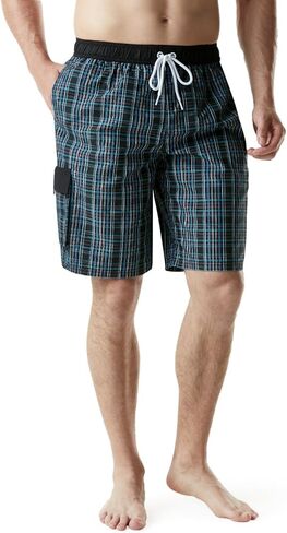 سروال سباحة رجالي سريع الجفاف مقاس 11 بوصة من TSLA، شورت شاطئ مع بطانة شبكية داخلية، بدلات استحمام بجيوب in Kuwait