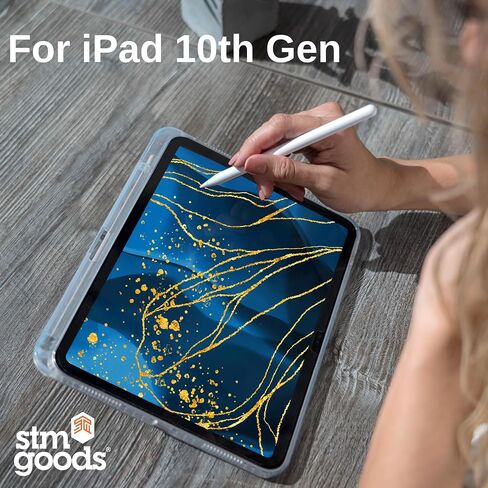 STM Goods OPP iPad 10th Gen Protective Case with Innovative Origami Magnetic Cover, Slim, Integrated Apple Pencil Holder - Perfect for Travel, Teens, Streamers and Professionals - Gray in Saudi Arabia