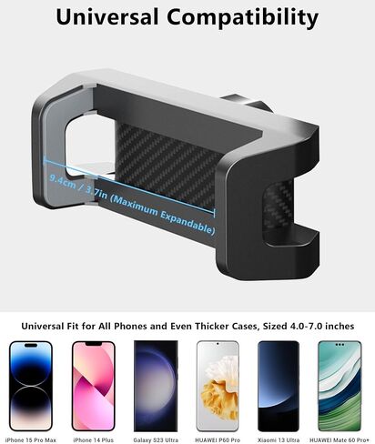 Rearview Mirror Phone Holder, Rotatable and Retractable Car Phone Holder Mount, Car Truck Essentials Accessories Compatible with All Cell Phones Solid Black in Saudi Arabia
