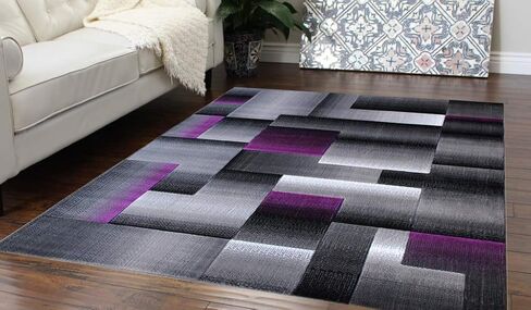 Masada Rugs, Modern Contemporary Area Rug, Purple Grey Black (6 Feet X 9 Feet) in Saudi Arabia