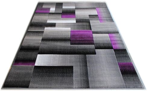 Masada Rugs, Modern Contemporary Area Rug, Purple Grey Black (6 Feet X 9 Feet) in Saudi Arabia