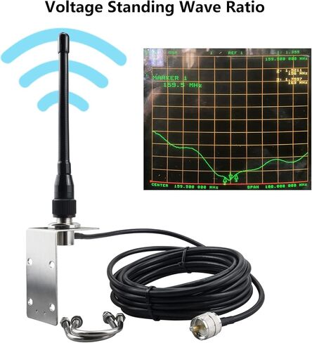 BOOBRIE VHF هوائي بحري 156-163 ميجا هرتز قارب بحري VHF هوائي 2-4dbi مع موصل ذكر PL259 UHF ذكر إلى أنثى 16.4ft RG58U كابل محوري للمراكب الشراعية البحرية واليخوت وجهاز الإرسال والاستقبال اللاسلكي المحمول in Kuwait