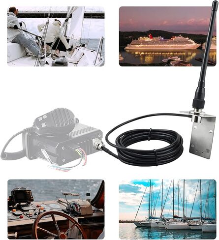 BOOBRIE VHF هوائي بحري 156-163 ميجا هرتز قارب بحري VHF هوائي 2-4dbi مع موصل ذكر PL259 UHF ذكر إلى أنثى 16.4ft RG58U كابل محوري للمراكب الشراعية البحرية واليخوت وجهاز الإرسال والاستقبال اللاسلكي المحمول in Kuwait