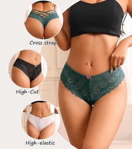 CULAYII Lace Thongs for Women String Criss Cross High waisted Underwear Hollow Out Cheeky Panties Sexy Women Thongs Pack in Saudi Arabia
