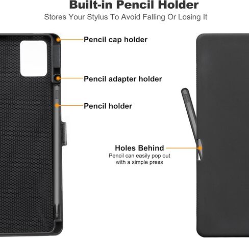 حافظة لينوفو تاب M11 مع حامل قلم وغطاء مغناطيسي رفيع للغاية لجهاز لينوفو تاب M11 حافظة تابلت TB330FU، اسود in Kuwait