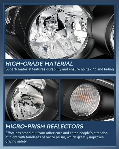 Nilight Headlight Assembly Compatible with 2005 2006 Toyota Camry LE XLE SE Headlamps Replacement Black Housing Amber Reflector Upgraded Clear Lens Driver and Passenger Side, 2 Years Warranty in Saudi Arabia