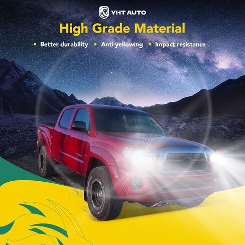 YHTAUTO مجموعة من 2 استبدال مجموعة المصابيح الأمامية لعام 2005-2011 مصابيح تويوتا تاكوما للسائق والراكب، مصابيح أمامية شفافة بعدسات شفافة من الكروم، مصابيح أمامية عاكسة للمنشور الصغير in Kuwait