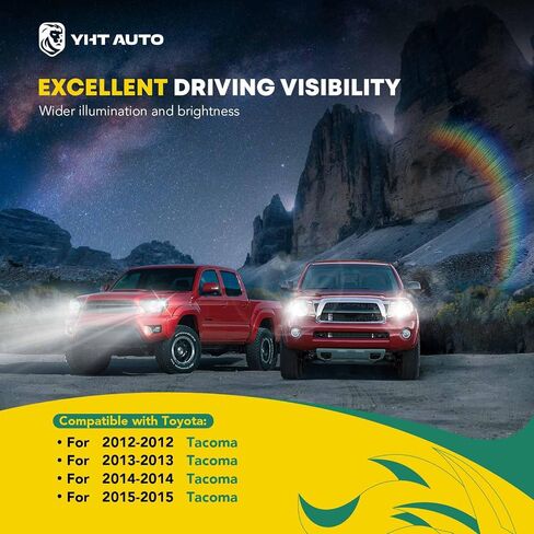 YHTAUTO مجموعة من 2 استبدال مجموعة المصابيح الأمامية لعام 2005-2011 مصابيح تويوتا تاكوما للسائق والراكب، مصابيح أمامية شفافة بعدسات شفافة من الكروم، مصابيح أمامية عاكسة للمنشور الصغير in Saudi Arabia