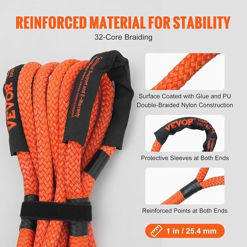 VEVOR 1" x 20' Kinetic Recovery Tow Rope 38,000 lbs, Heavy-Duty Off Road Snatch Strap, Extreme Duty 30% Elasticity Energy Snatch Strap for Jeep Car Truck ATV UTV SUV Tractor in Saudi Arabia