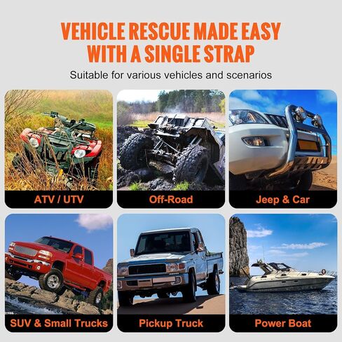 VEVOR 1" x 20' Kinetic Recovery Tow Rope 38,000 lbs, Heavy-Duty Off Road Snatch Strap, Extreme Duty 30% Elasticity Energy Snatch Strap for Jeep Car Truck ATV UTV SUV Tractor in Saudi Arabia