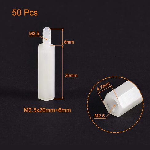 uxcell M2.5x20mm+6mm Male-Female Hex Nylon PCB Motherboard Spacer Standoff for FPV Drone Quadcopter, Computer & Circuit Board White 50pcs in Saudi Arabia