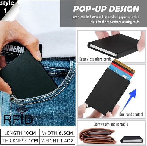 I-sper 2 Pack Minimalist Wallet للرجال RFID Blocking tec، مشبك نقود للرجال، 1 حزمة محفظة منبثقة للرجال (فضية) و1 حزمة محفظة معدنية مع مشبك نقود (ألياف كربون)، نمطين شعورين in Kuwait