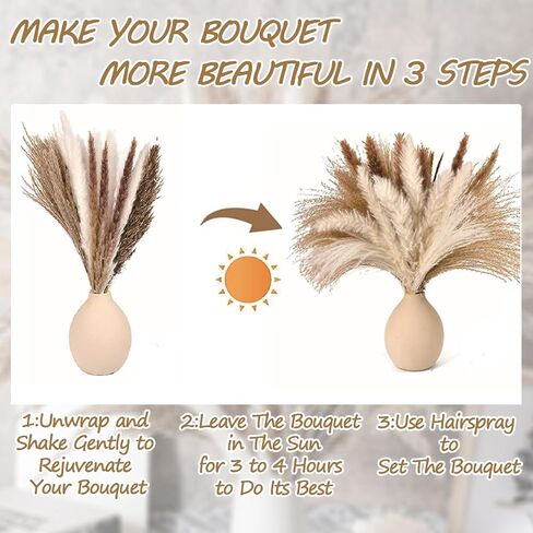 Dried Pampas Grass Decor, Natural Dried Flowers Eucalyptus Decor, Bouquet for Vase Home Floral Arrangements, Wedding Decorations (Dried Flower-01) in Saudi Arabia