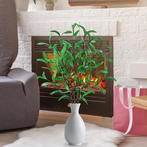 Remon 30 Inch Lighted Olive Branches - Faux Light Up Olive Stems with 60 LED Lights, 120 Leaves, Timer Battery Operated Lighted Branches for Vases, Prelit Artificial Greenery for Tabletop Decoration in Saudi Arabia
