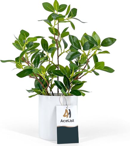 AceList 14.17-inch Eucalyptus Artificial Plant in White Pot Fake Plants for Home and Office, Ideal for Christmas, Weddings, and All Celebrations - Elegant Greenery for Festive Decor in Saudi Arabia