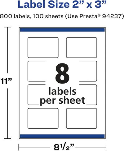 Avery Glossy Clear Rectangle Labels with Sure Feed, 2" x 3", 80 Glossy Clear Labels, Print-to-The-Edge, Laser/Inkjet Printable Labels in Saudi Arabia