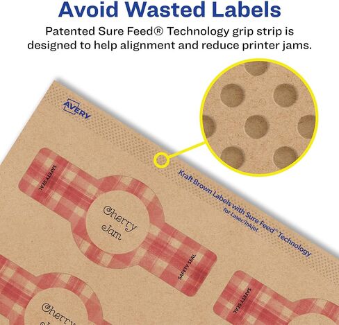 Avery Kraft Brown Cigar Labels with Sure Feed, 1.5" x 3.5", 150 Kraft Brown Labels, Print-to-The-Edge, Laser/Inkjet Printable Labels in Saudi Arabia