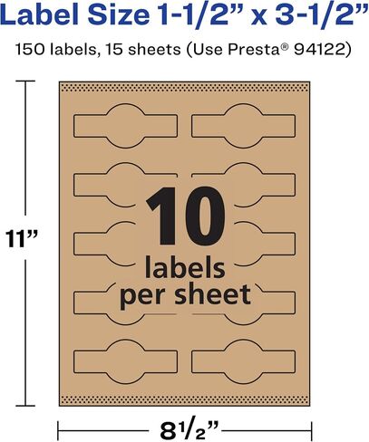 Avery Kraft Brown Cigar Labels with Sure Feed, 1.5" x 3.5", 150 Kraft Brown Labels, Print-to-The-Edge, Laser/Inkjet Printable Labels in Saudi Arabia