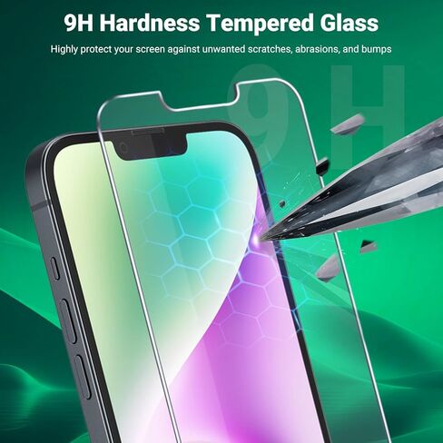 JINTONG 4 عبوات من واقي الشاشة الزجاجي المقوى لهاتف iPhone 14 (6.1 بوصة) طبقة من الزجاج المقسى، فائقة الدقة، مقاومة للخدش، صديقة للحافظة، خالية من الفقاعات in Kuwait