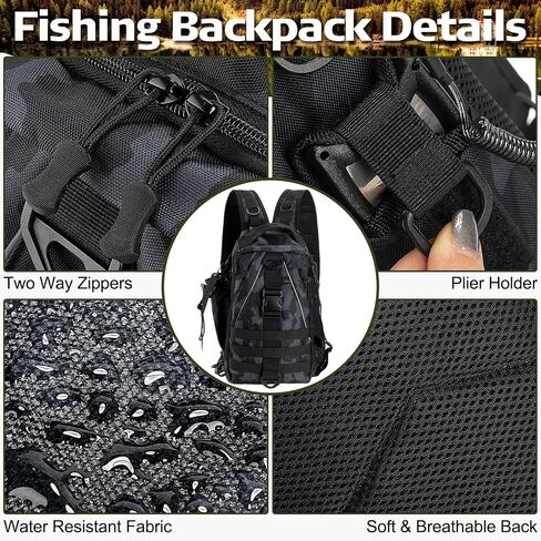 85 Pcs Fishing Tackle Kit Fishing Backpack Tackle Sling Bag Fishing Tackle Bags with Rod Holder Fishing Lures Kit Fishing Pliers Set Tackle Boxes for Men Women in Saudi Arabia