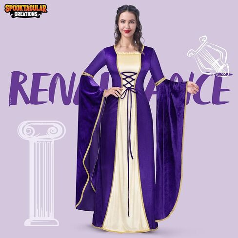 Spooktacular Creations Renaissance Costume Women, Velvet Medieval Dress for Women, Irish Renaissance Dress for Halloween in Saudi Arabia