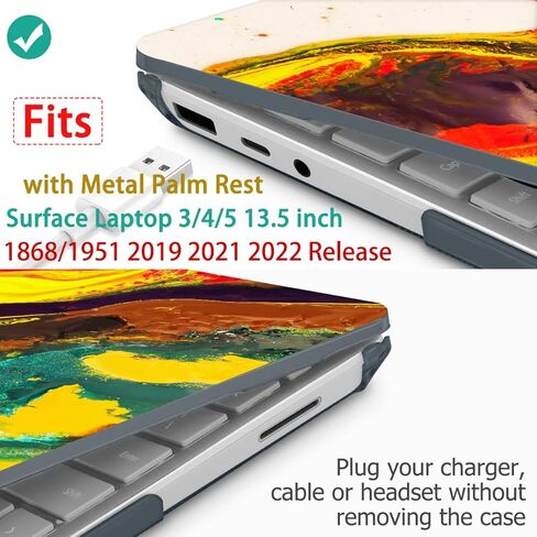 for 13.5" Microsoft Surface Laptop 3/4/5 with Metal Palm Rest ONLY 2019-2022 Release Models:1868/1951, Plastic Hard Shell Case with Keyboard Cover & Screen Protector, Watercolor Floral P082 in Saudi Arabia