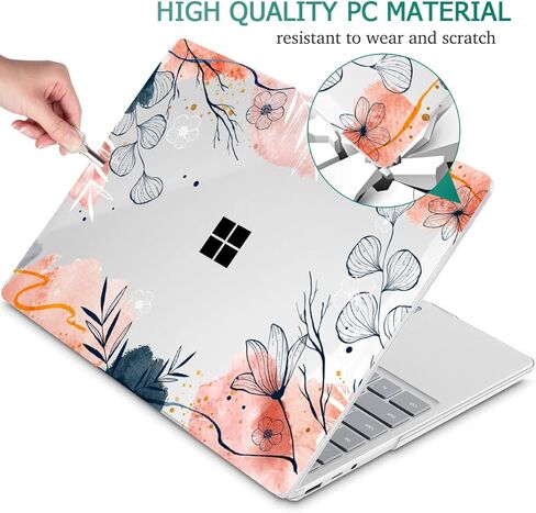 for 13.5" Microsoft Surface Laptop 3/4/5 with Metal Palm Rest ONLY 2019-2022 Release Models:1868/1951, Plastic Hard Shell Case with Keyboard Cover & Screen Protector, Watercolor Floral P082 in Saudi Arabia