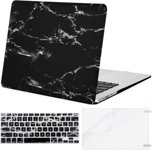 حافظة MOSISO متوافقة مع جهاز MacBook Air مقاس 13 بوصة (الطرازات: A1369 وA1466، الإصدار الأقدم إصدار 2010-2017)، حافظة صلبة بنمط بلاستيكي وغطاء لوحة مفاتيح وواقي شاشة، رخام أسود in Saudi Arabia