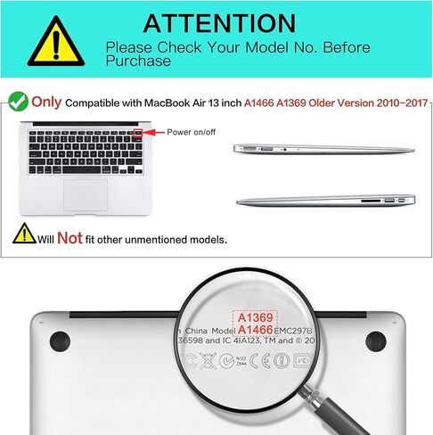 حافظة MOSISO متوافقة مع جهاز MacBook Air مقاس 13 بوصة (الطرازات: A1369 وA1466، الإصدار الأقدم إصدار 2010-2017)، حافظة صلبة بنمط بلاستيكي وغطاء لوحة مفاتيح وواقي شاشة، رخام أسود in Saudi Arabia