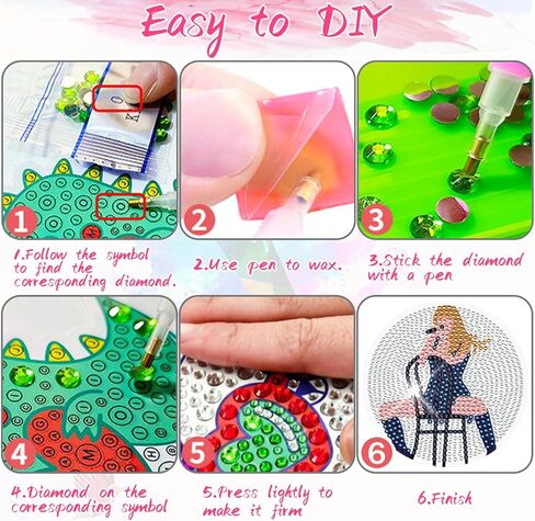 طقم قواعد أكواب فنية من YOKUSHI مكونة من 8 قطع من Pop Star Diamond للبالغين، طقم قواعد أكواب طلاء ألماس DIY مع قاعدة من الفلين، مجموعة طلاء فني ماسي صغير للكبار والأطفال لوازم الأعمال الفنية in Kuwait