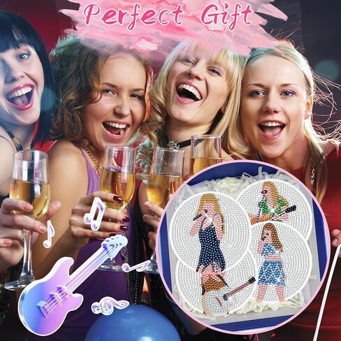 طقم قواعد أكواب فنية من YOKUSHI مكونة من 8 قطع من Pop Star Diamond للبالغين، طقم قواعد أكواب طلاء ألماس DIY مع قاعدة من الفلين، مجموعة طلاء فني ماسي صغير للكبار والأطفال لوازم الأعمال الفنية in Kuwait