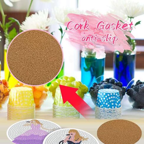 طقم قواعد أكواب فنية من YOKUSHI مكونة من 8 قطع من Pop Star Diamond للبالغين، طقم قواعد أكواب طلاء ألماس DIY مع قاعدة من الفلين، مجموعة طلاء فني ماسي صغير للكبار والأطفال لوازم الأعمال الفنية in Kuwait