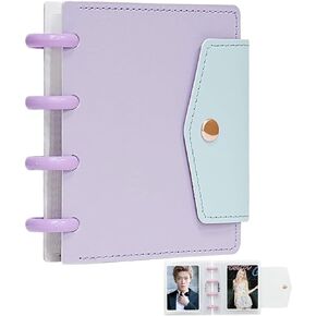 Kpop Photocard Binder, Detachable 3 Inch Kpop Photocard Holder Book,Button Safe Design Mini Photo Album, Portable Photocard Album Kpop Binder, 20 Pockets Hold 40 Photocards (Denim Blue)