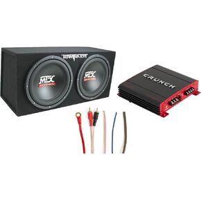 صندوق مضخم صوت للسيارة مقاس 12 بوصة من MTX، ومضخم صوت من فئة A/B بقناتين، ومجموعة أسلاك لمضخم الصوت للسيارة مقاس 8 مع RCA in Kuwait