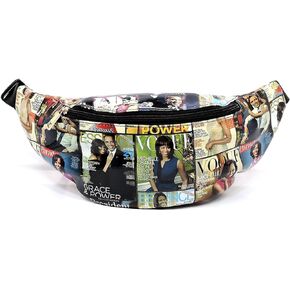 Glossy Magazine Cover Collage Michelle Obama and Barack Obama Fanny Pack Belt Bag Waist Pack Obama Purse (6-Grey/Black)
