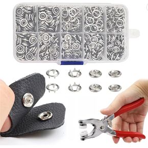 FireBee 800PCS Metal Snaps Buttons, Fastener Pliers Press Tool Kit with 200 Sets 3/8 Inch Snaps, Prong Metal Snaps, Stainless Steel Snap Installation Tool for DIY Crafting, Clothing (9.5MM/Silver)