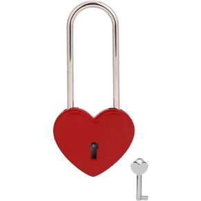 Love Lock Heart Padlock Matte Red Wish Lock Love Padlock with Key for Bridge, Lovers, Wedding, Anniversary, Travel Gift