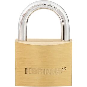 BRINKS - 50mm Commercial Solid Brass Keyed Padlock - Solid Brass Body with Boron Steel Shackle