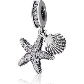 925 Sterling Silver Starfish Charm Shell Charm Ocean Sea Charm Animal Charm Star Charm Anniversary Charm for Pandora Charms Bracelet