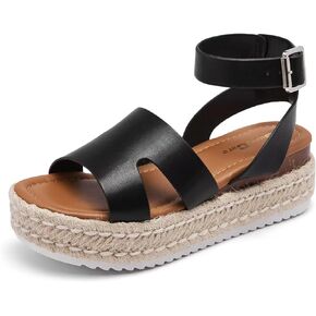 SILENTCARE Women's Comfortable Wedge Platform Espadrille Sandals - 2024 Summer Sandles Dressy Fashion Open Toe Buckle Ankle Strap Beach Sandals