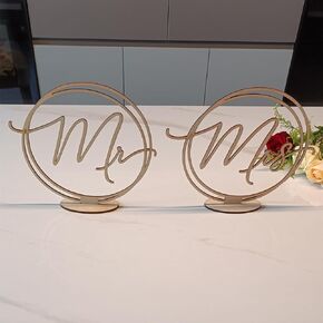 Mr and Mrs Wedding Sign,Mr and Mrs Set,Head Table Signs for Wedding Gifts,Rustic Wedding Decor (8.7'', Gold Mirror)