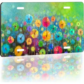 Abstract Creative Summer Sun License Plate, Funny License Plate Cover, Aluminum Car Decoration Accessory Vanity Tag for US Canada Standard, 4 Holes 12" X 6" Gifts for Men Women