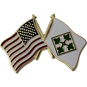 American and 4th Infantry Division Crossed Flags 1" Lapel Pin