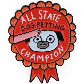 BADGE BOMB All State Dog Petting Champion Enamel Pin Gemma Correll
