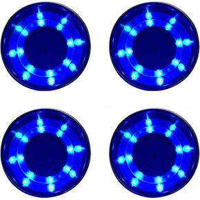 4 Pack Blue LED Boat Cup Drink Holder,Stainless Steel Polished Cup Holder for Boat 12V Waterproof Drink Bottle Holder for Marine Boat Rv Camper