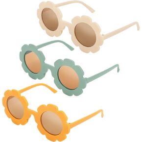 DRESHOW BQUBO Kids Flower Sunglasses Toddler Girl Round Flower Glasses Baby Sunglasses Outdoor Beach Holiday Colorful Eyewear