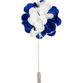 Knighthood Lapel Pin Flower Bunch Lapel Pin Brooch for Suit (Royal Blue & White)