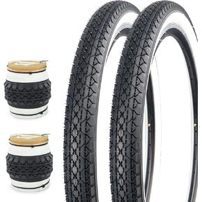 إطار دراجة 24/26 × 2.125 بوصة إطارات جانبية للحائط الأبيض 2 حزمة إطارات بديلة للدراجة لدراجة الشاطئ