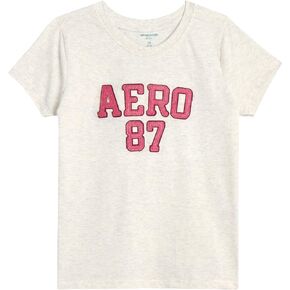 AEROPOSTALE Girls' T-Shirt - Kids Short Sleeve Applique Summer Shirt - Classic Crewneck Tees for Girls (4-16)